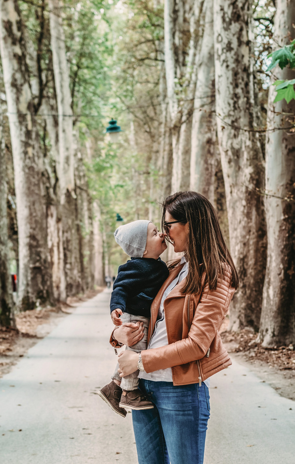 cute baby and mom in park